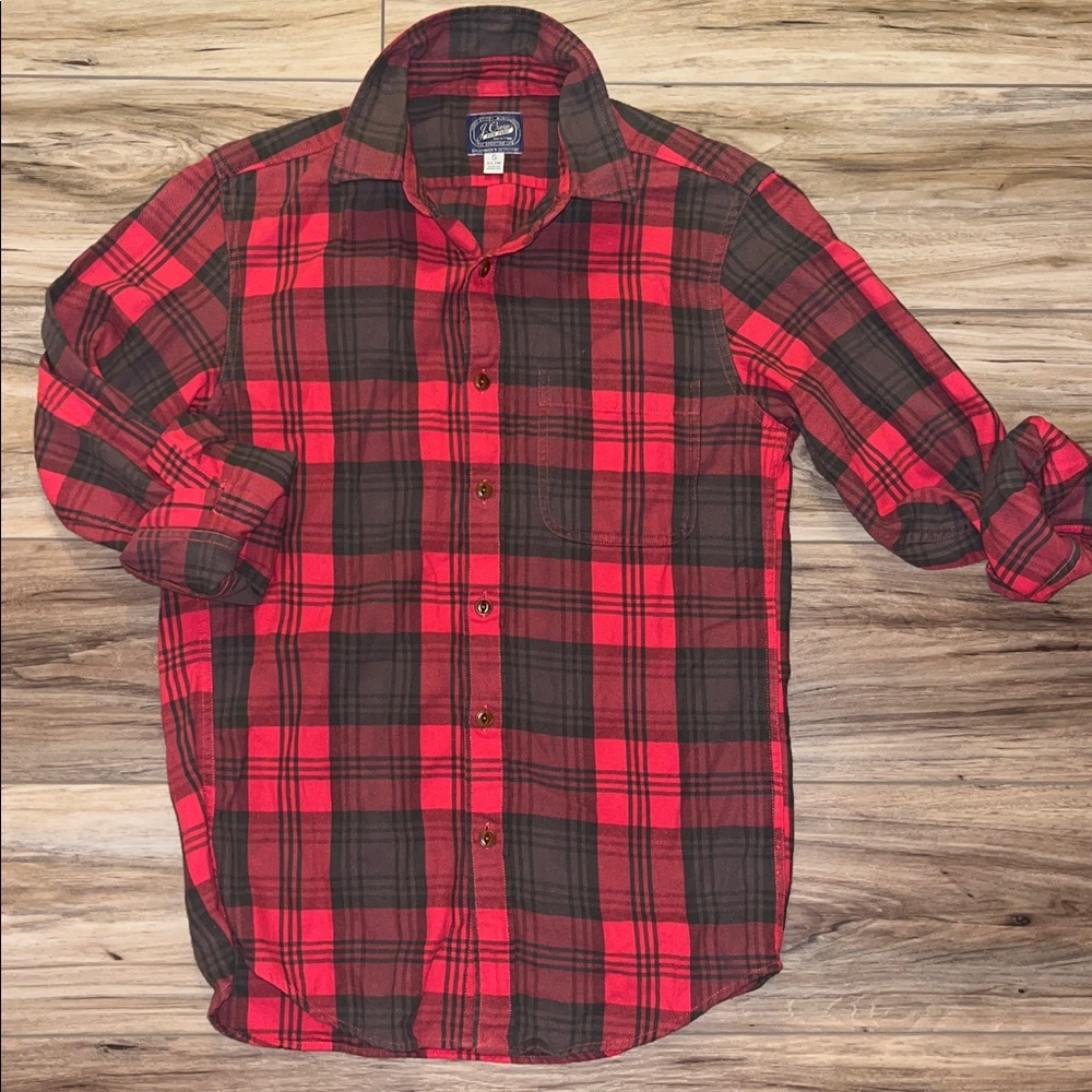 J.Crew Slim Fit Plaid Flannel Shirt Men’s Small Red Black 100% Cotton